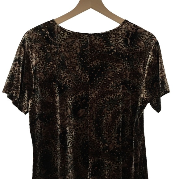 VINTAGE 90s Mini Dress Crushed Velvet Animal Print Rose Floral Whimsigoth Medium - Picture 5 of 9